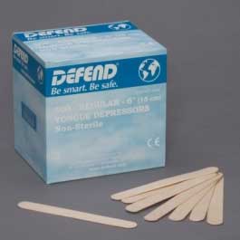 Defend Tongue Depressors - Adult 6" 500/Pk. Non-sterile, 100% wood, smooth and splinter-free