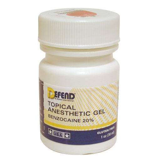 Defend Topical Anesthetic Gel Mango, 1 oz. Jar. Benzocaine 20. Fast