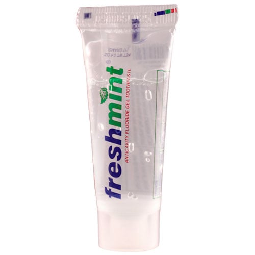 Freshmint Clear Gel Toothpaste, Mint Flavor, 0.6 oz Tubes, 144/bx, 5 bx/cs. Anticavity Fluoride