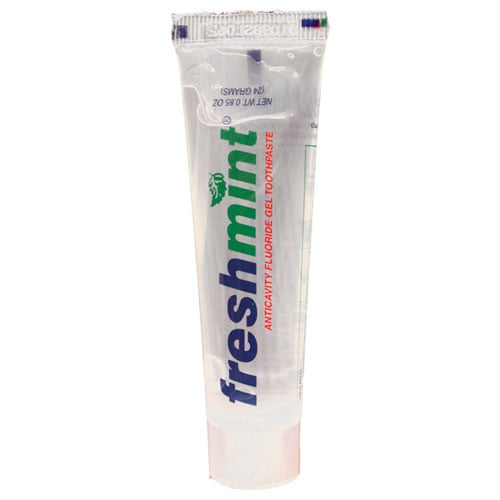 Freshmint Clear Gel Toothpaste, Mint Flavor, 0.85 oz Tubes, 144/bx, 5 bx/cs. Anticavity Fluoride