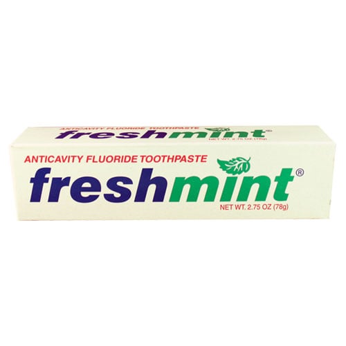 Freshmint Fluoride Toothpaste, Mint Flavor, 2.75 oz Tubes, Individually boxed, 144/cs