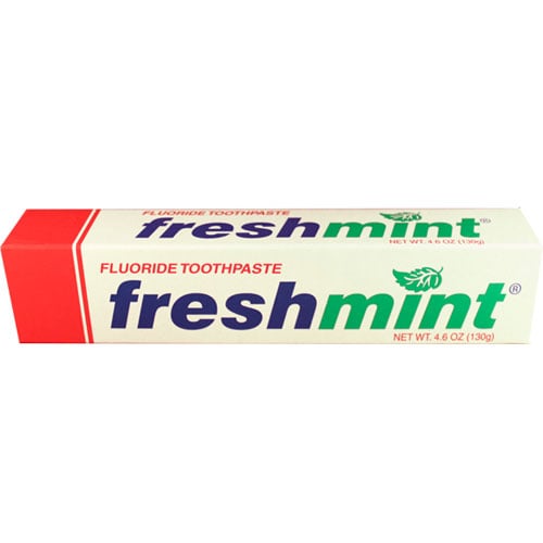 Freshmint Fluoride Toothpaste, Mint Flavor, 4.6 oz Tubes, Individually boxed, 60/cs