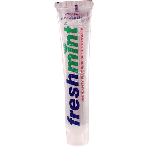 Freshmint Clear Gel Toothpaste, Mint Flavor, 2.75 oz Tubes, 144/cs. Anticavity Fluoride Toothpaste