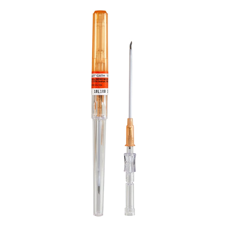 Nipro ETFE Safety I.V. Catheter, 14 G x 2", 50/Box. Orange hub. Biocompatible, minimizing the risk
