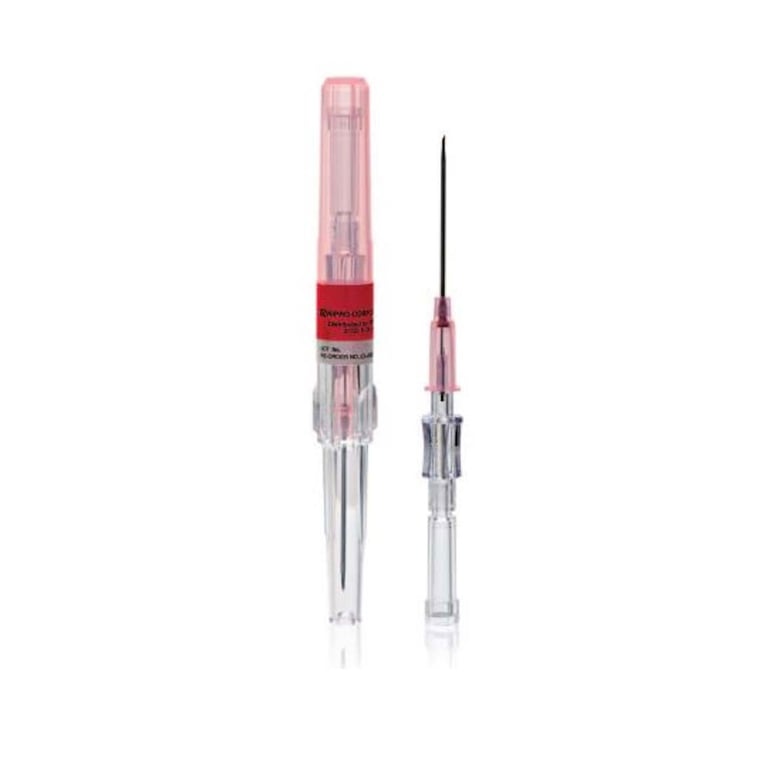 Nipro ETFE Safety I.V. Catheter, 20 G x 1-1/4", 50/Box. Pink hub. Biocompatible, minimizing