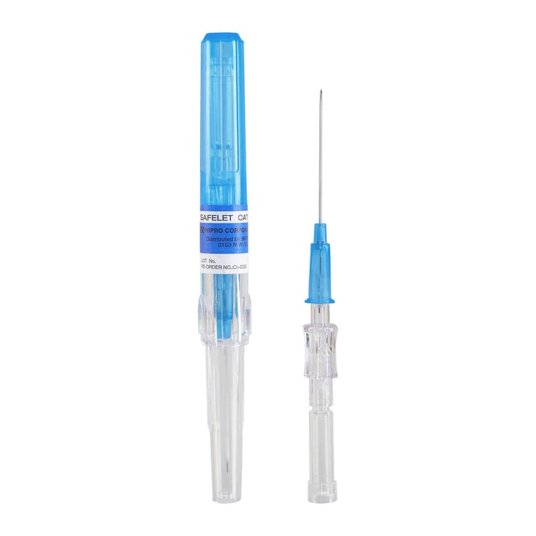 Nipro ETFE Safety I.V. Catheter, 22 G x 1", 50/Box. Blue hub. Biocompatible, minimizing the risk