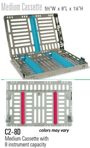 Nordent Sterilization Cassette, Stainless Steel, Easy-open, Side Spring Latches (C2-8D6)