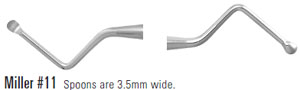 Nordent Miller #11 (Medium) Double End Surgical Curette, 3.5mm Wide Spoons with a 22mm (CSM11)