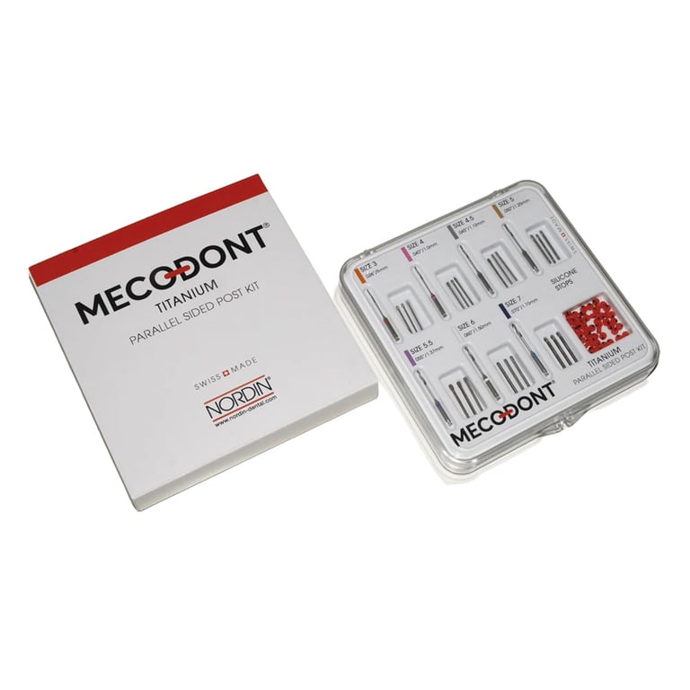 Mecodont Titanium Parallel Sided Post Intro Kit. Includes: 21 posts