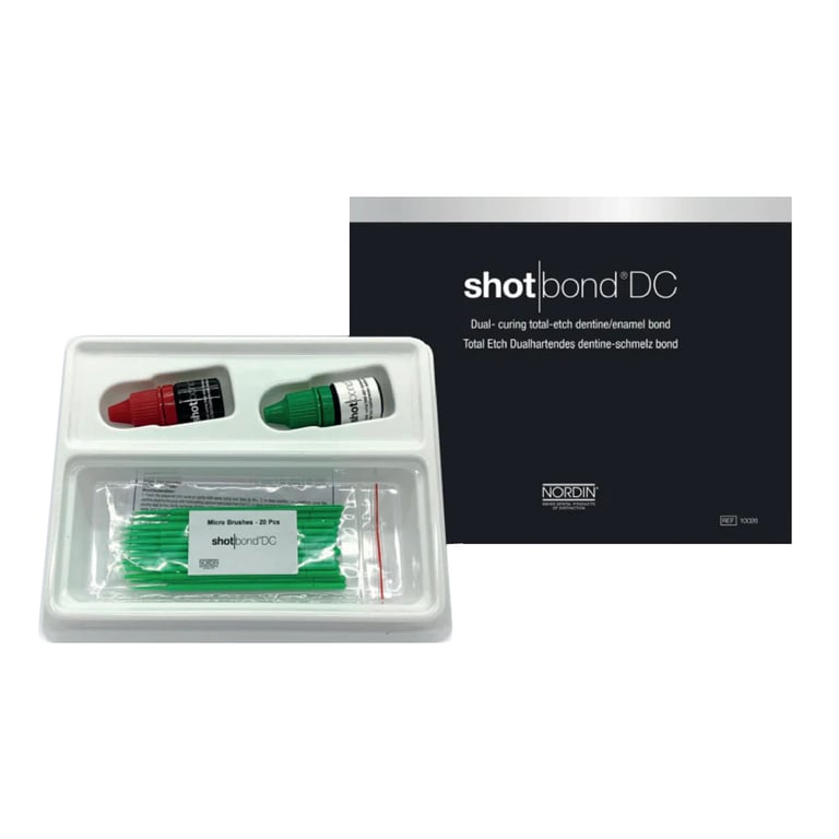 Shotbond Dual-Cure Bonding System, 5mL Bonding Agent, 5mL Activator & 20 Micro Brushes. Designed