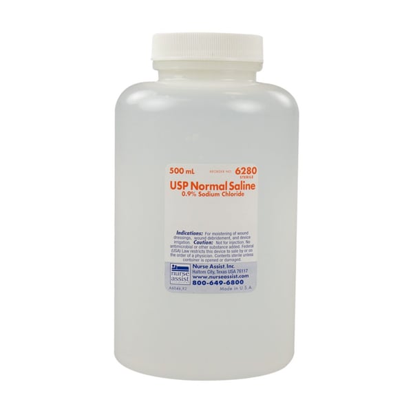 Nurse Assist Irrigation Sodium Chloride Saline 0.9% - 500 ml Bottle