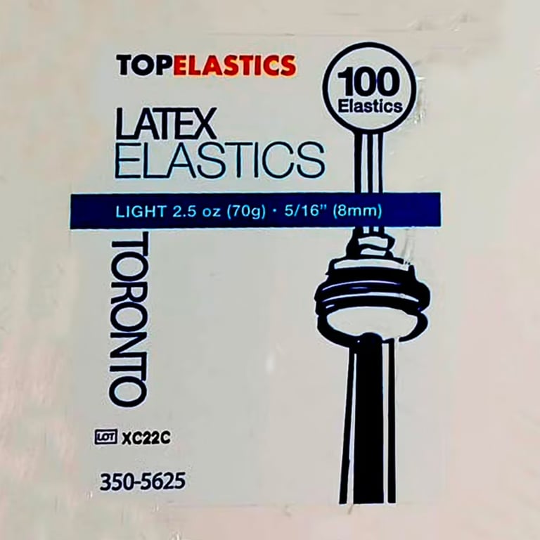 TOP ELASTICS City Series Toronto Latex Elastics, Light 2.5oz / 5/16'', Natural Color, 5000/Box