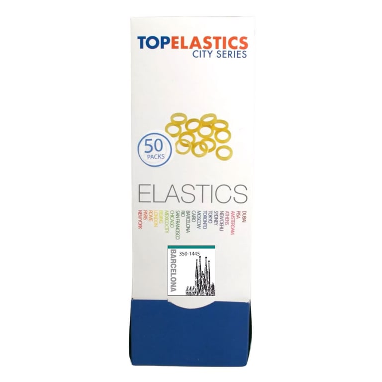 TOP ELASTICS City Series Barcelona Latex Elastics, Medium 4.5oz / 1/4", Natural Color, 5000/Box