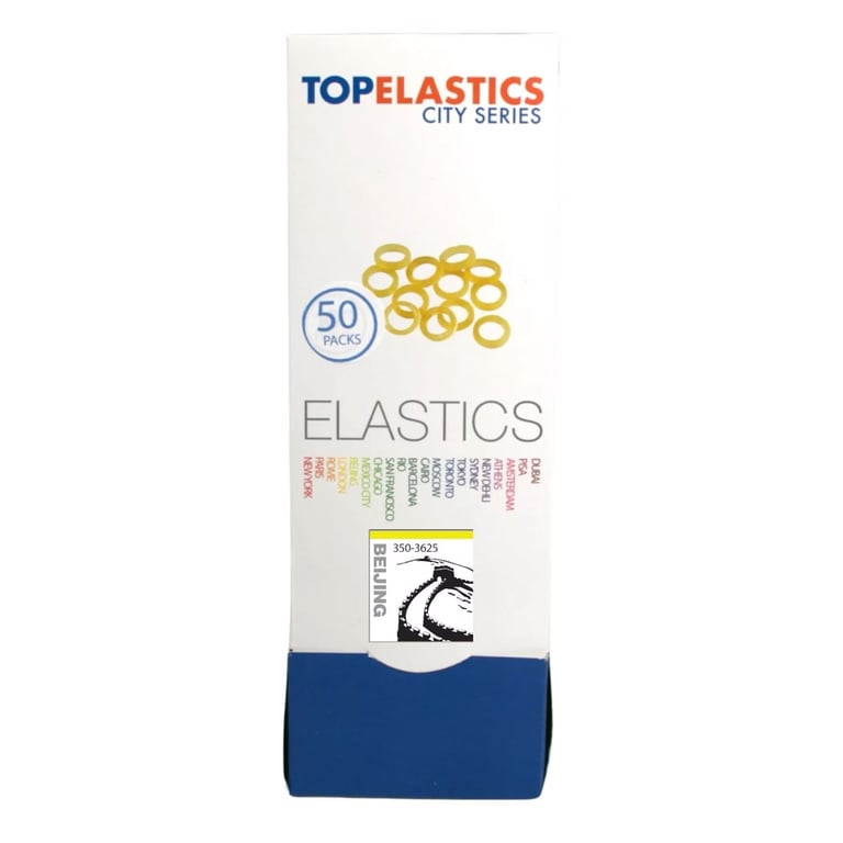 TOP ELASTICS City Series Beijing Latex Elastics, Light 2.5 Oz. / 3/16", Natural Color, 5000/Box