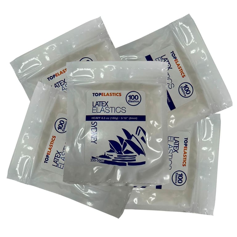 TOP ELASTICS City Series Sydney Latex Elastics, Heavy 6.5 Oz. / 5/16", Natural Color, 5000/Box