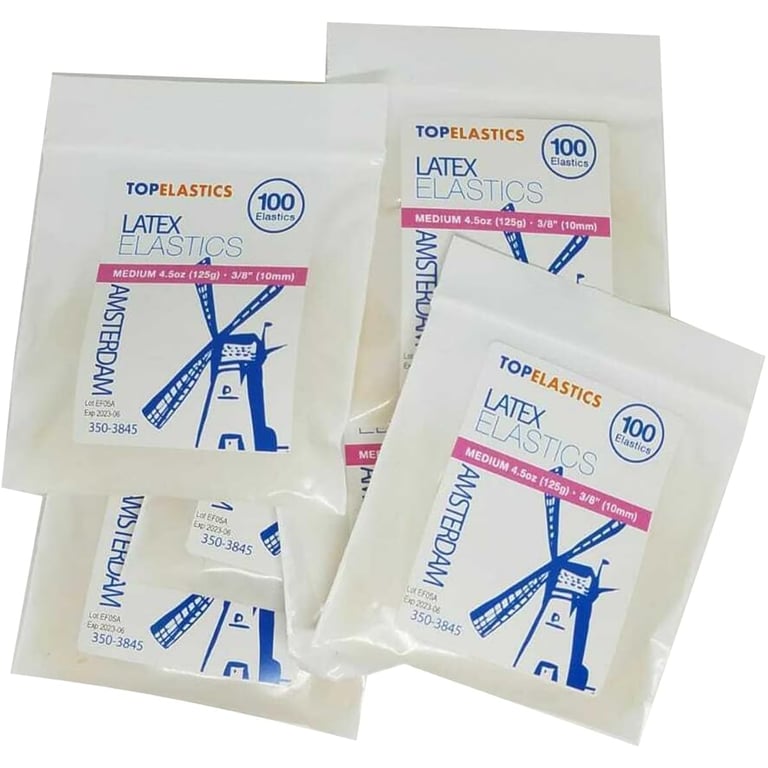 TOP ELASTICS City Series Amsterdam Latex Elastics, Medium 4.5oz / 3/8'', Natural Color, 5000/Box