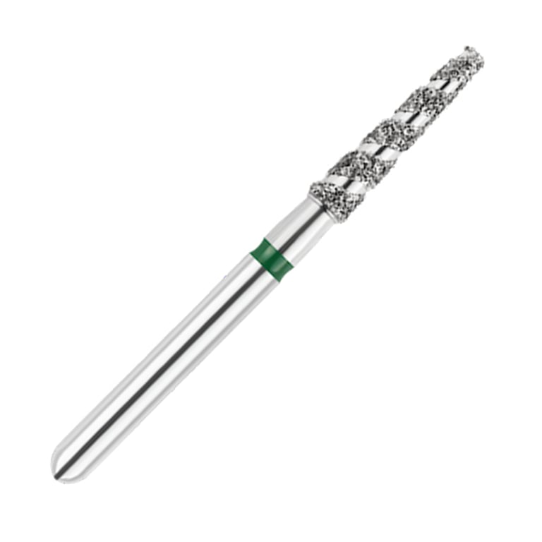 ODS Turbo ODS Spiralkool FG #847T.018 Coarse Grit Flat End Taper Diamond Turbo Cutting Bur, 5/Pk