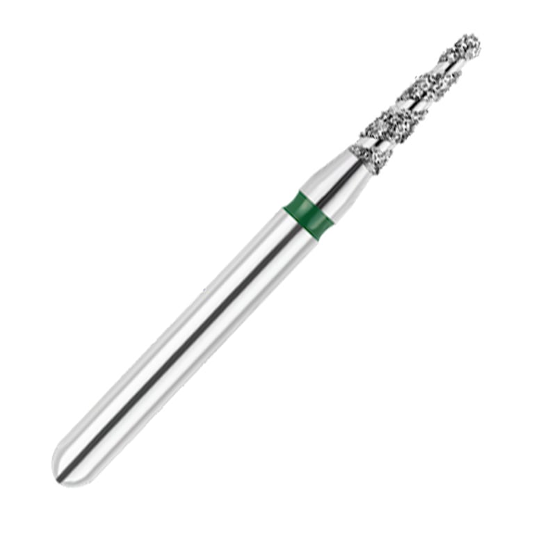 ODS Turbo ODS Spiralkool FG #849T.012 Coarse Grit Round End Taper Diamond Turbo Cutting Bur, 5/Pk