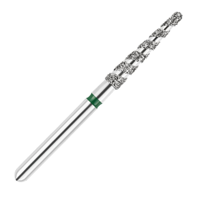 ODS Turbo ODS Spiralkool FG #850T.018 Coarse Grit Round End Taper Diamond Turbo Cutting Bur, 5/Pk