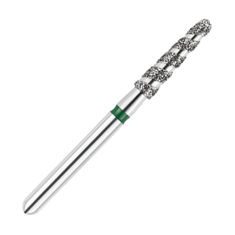 ODS Turbo ODS Spiralkool FG #856T.020 Coarse Grit Round End Taper Diamond Turbo Cutting Bur, 5/Pk