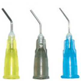 Dental Pre-Bent Needle Tips - 100 Tips, 20 Gauge (Yellow), Flow-Seal Design