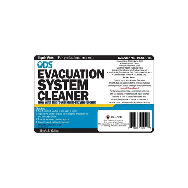 ODS Evacuation System Cleaner, 1 gallon of concentrate with multienzyme Net32