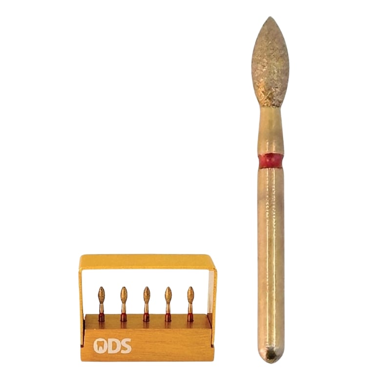 ODS Precision FG #368.023 Fine, Pointed Football Shaped, Zirconia Cutting Diamond Burs, 5/Pk
