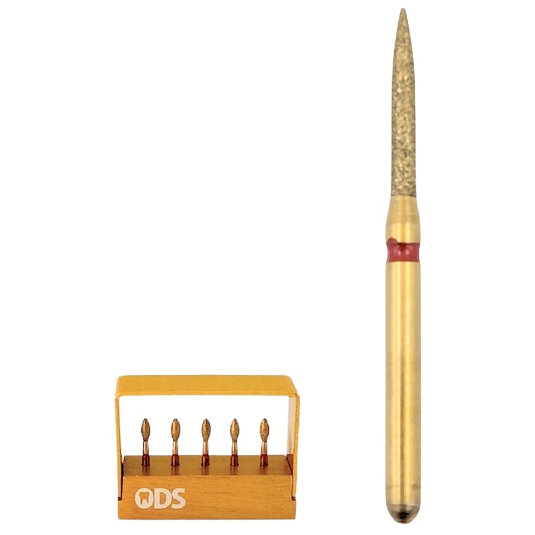 ODS Precision FG #862.012 Fine, Flame Shaped, Zirconia Cutting Diamond Bur, 5/Pk. Designed