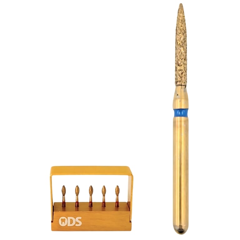 ODS Precision FG #862.012 Medium, Flame Shaped, Zirconia Cutting Diamond Bur, 5/Pk. Designed