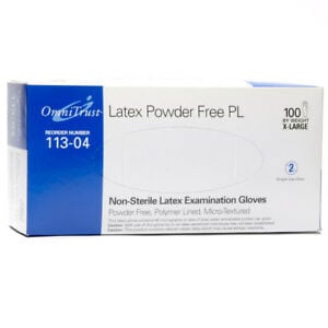 OmniTrust Latex PL Exam Gloves - X-Large 100/bx. Powder-Free, Polymer coated, Micro-Textured