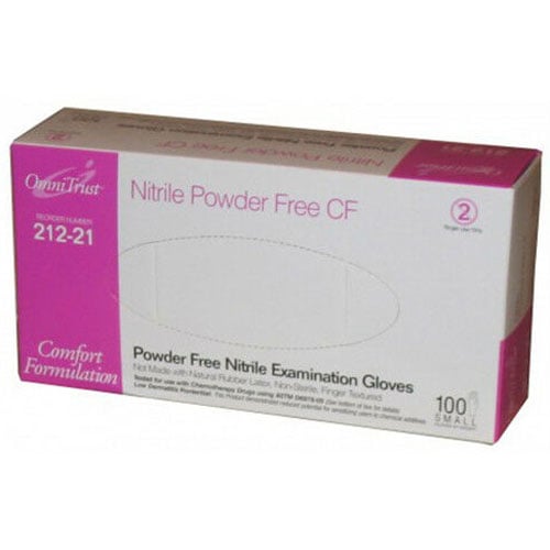 OmniTrust Nitrile Exam Gloves - Small 100/Box. Powder Free, Comfortable formulation & thermally