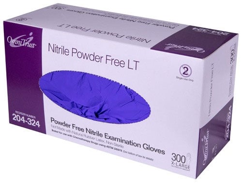 OmniTrust Ultimate Nitrile LT Exam Gloves - X-Large 300/Box. Chemo Rated, Powder-Free