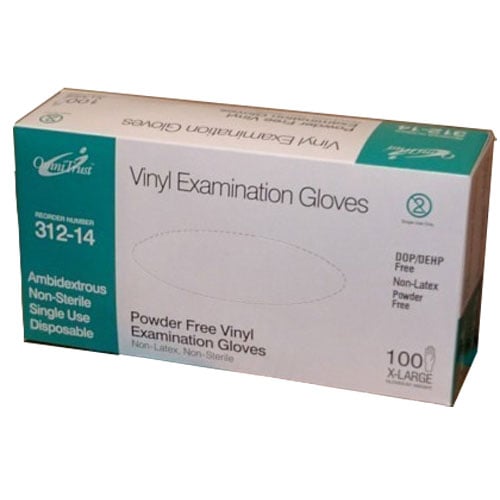 OmniTrust Vinyl Exam Gloves XLarge 100/Box. Powder free, Latex free
