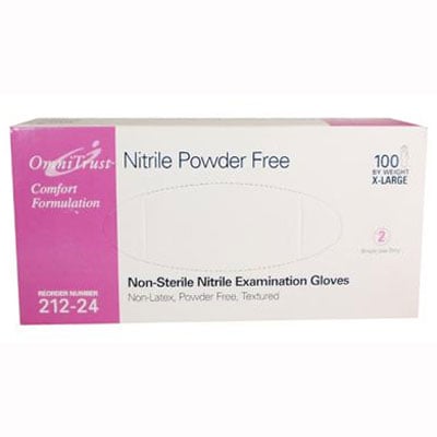 OmniTrust Nitrile Exam Gloves - X-Large, Case of 10 Boxes, 100/Bx, Powder Free, Blue. Comfortable