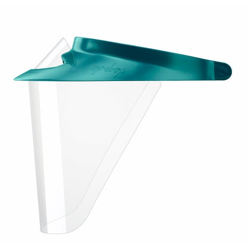 Op-d-Op Shield Kit - Teal. 1 Medium Visor, 3 Surgical Size Shields, 1 Mini-Shield and Light-Cure
