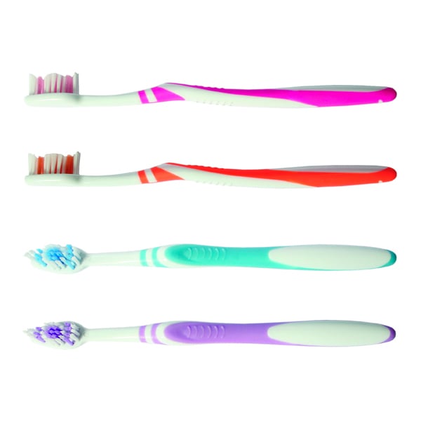Oraline Premium Adult-W Toothbrush, Wave Profile, 32 Tuft, 4 Assorted Colors, Contoured handle
