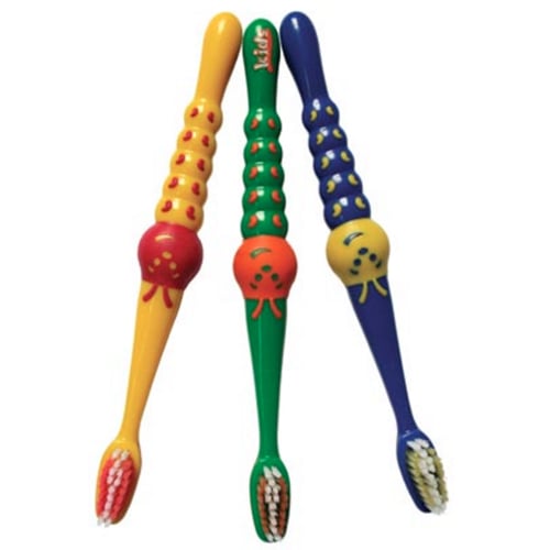 Oraline Kids Caterpillar Toothbrush, Stage 2, 26 Tuft Soft, 2 Color Handle, Assorted Colors, 72/cs