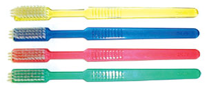 Oraline Pre-pasted Disposable Toothbrushes, 39 Tufts, Soft-end Bristles, Straight Plastic 6.5"