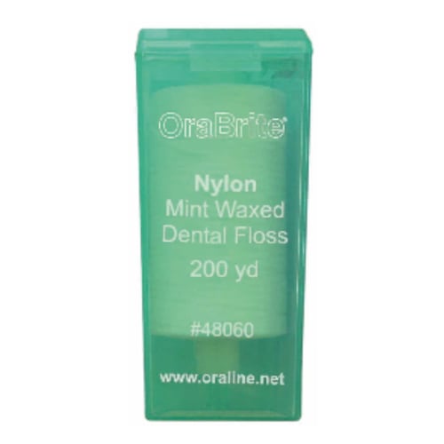 OraBrite Waxed Nylon Dental Floss, Mint - 200 yds