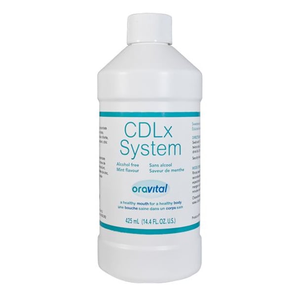 OraVital CDLx Rinse - Mint, 425 ml (14.4 oz) Bottle. Alcohol free, acidified sodium chloride mouth