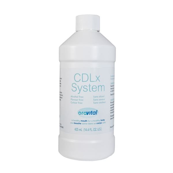 OraVital CDLx Rinse - Unflavored, 425 ml (14.4 oz) Bottle. Alcohol free, acidified sodium chloride