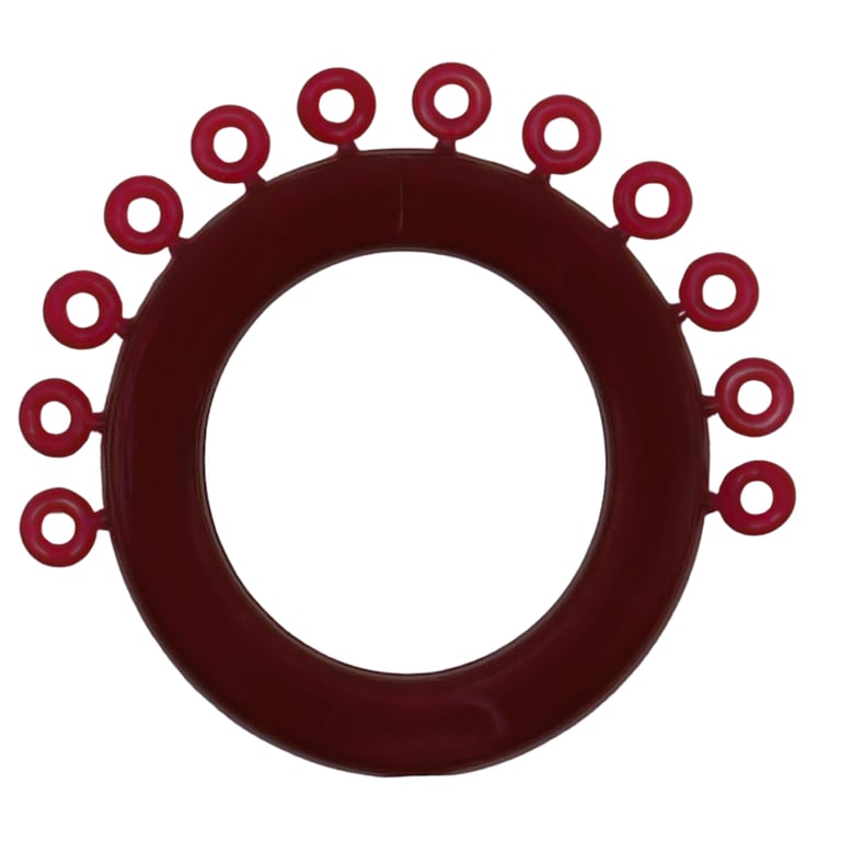 Ortho Shop Mini Ring Ligature Ties, Burgundy, 1200/Pk. Strong and durable latex-free ties made