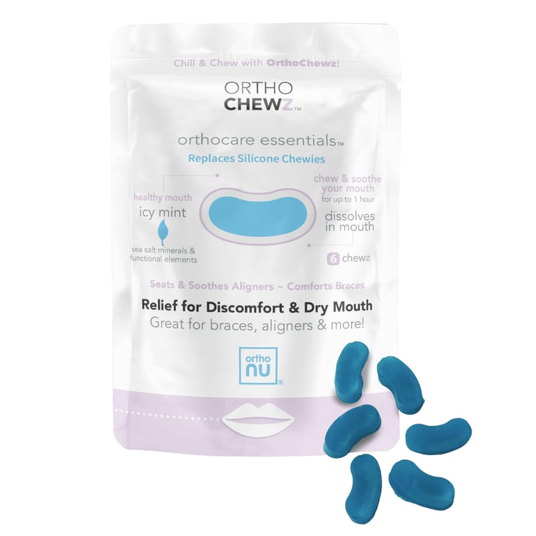 OrthoChewz Dissolvable Orthodontic Chews, Icy Mint, 6/Pk. Chews that help seat aligner trays