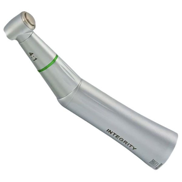 Integrity Euro 4:1 Reducing Contra Angle. Push-button chuck for RA burs. Idea for cavity and crown
