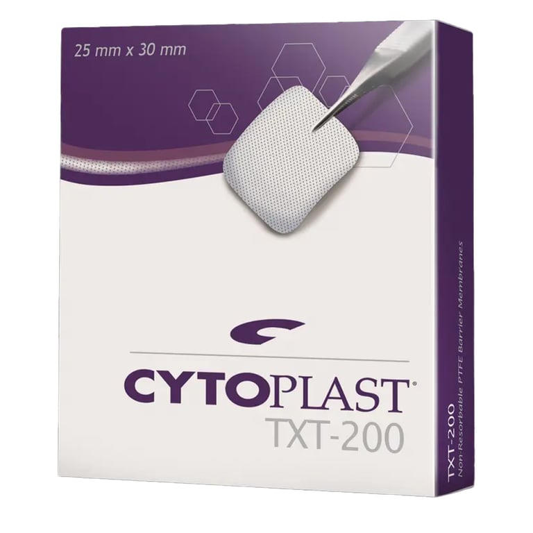 Cytoplast TXT-200 Non-resorbable PTFE Membrane, 25mm x 30 mm, Single Membrane. Used for guided