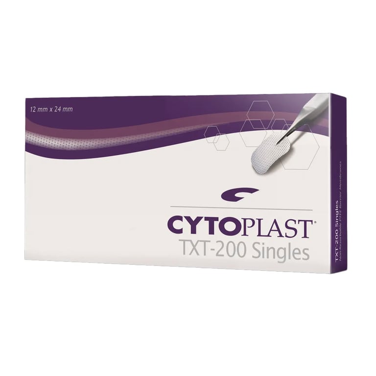 Cytoplast TXT-200 Non-resorbable PTFE Membrane, 12 mm x 24 mm, 10/Box. Individually packaged