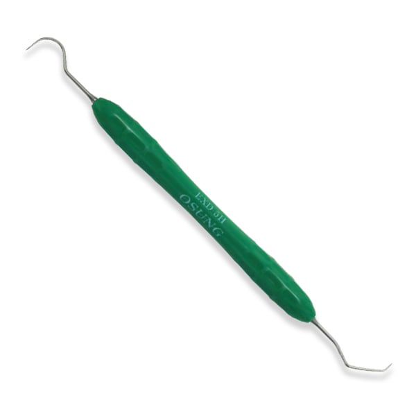Osung #5H Double End Rigid Type Explorer with a Silicone Handle. The explorer provides the tactile