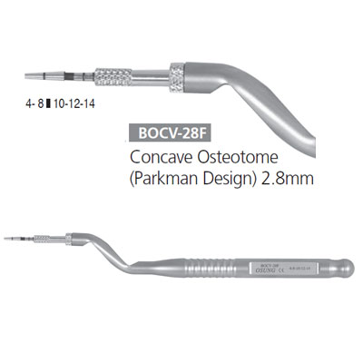 Osung Concave Osteotome (Parkman Design), diameter 2.8mm. It is used to lift socket in cases