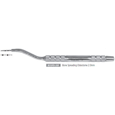 Osung Bone spreading osteotome, 2.0 mm. Specially designed straight handle with knurling