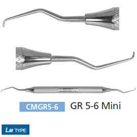 Osung GR 5-6 Mini Gracey Curette with a stainless steel handle, LM type (European). The Mini